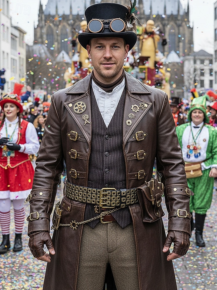 Miesten Monivärinen Keinonahkainen Kivimurto-aukko Vö – Steampunk Punk Rock tai Karnevaalinaamiaisaskel 2026 - $14.99 –P1
