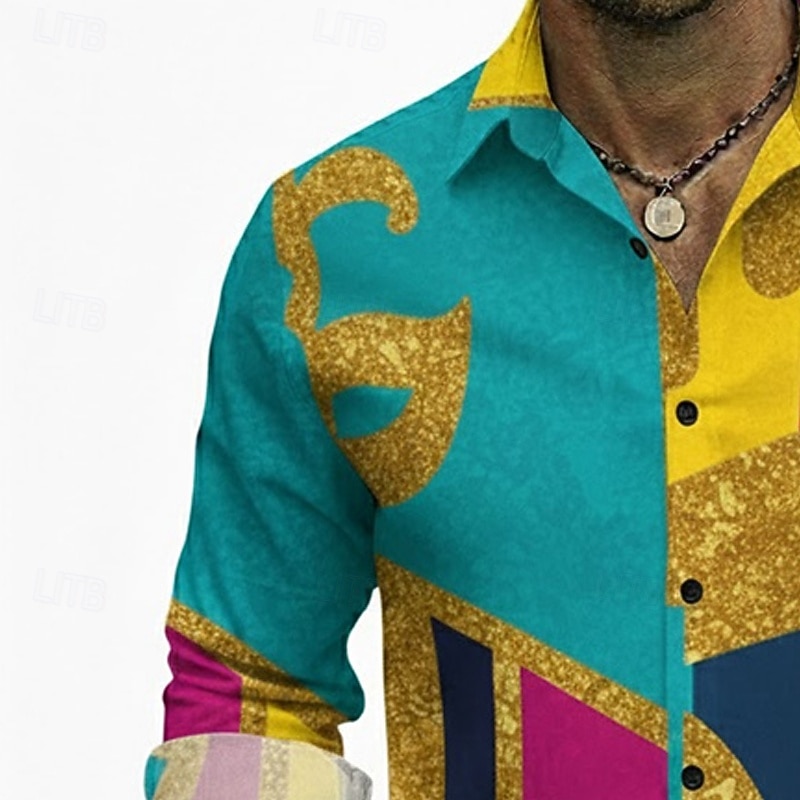 Herreskjorte med grafikk for karnevalfestivalen – brasiliansk og Mardi Gras-feststil 2026 - $27.99 –P4