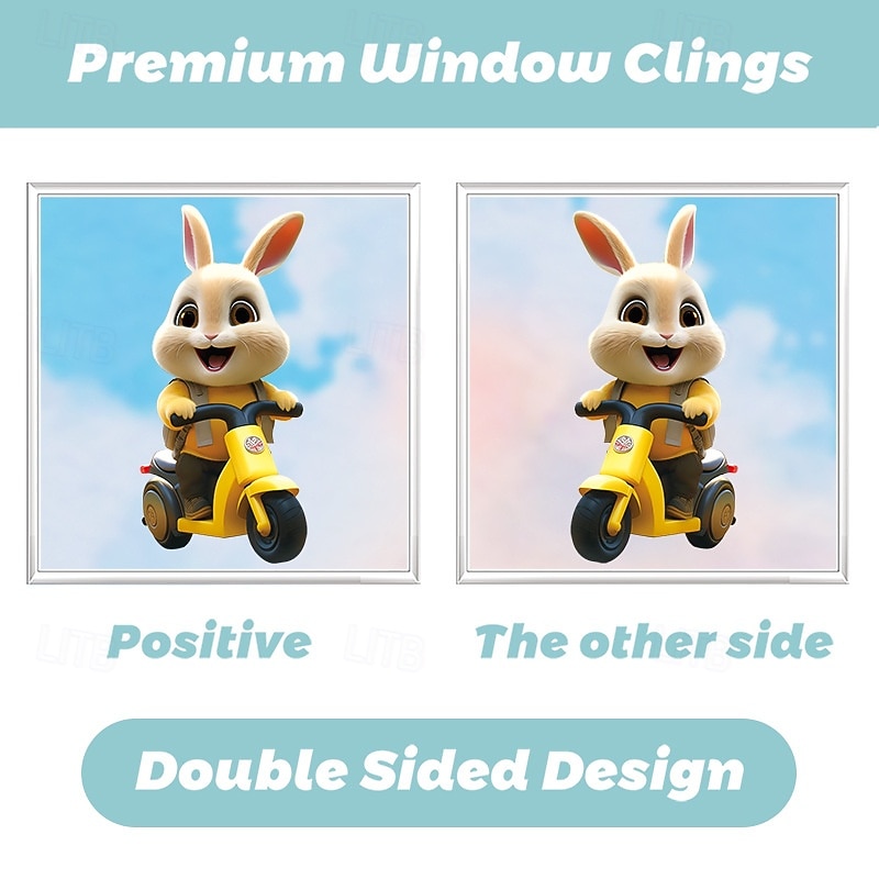 9 listů velikonočních samolepek na okna, velikonoční motocyklový zajíček s roztomilým králíkem a vajíčkem do výlohy, statické samolepky na okna. 2026 - $9.99 –P4