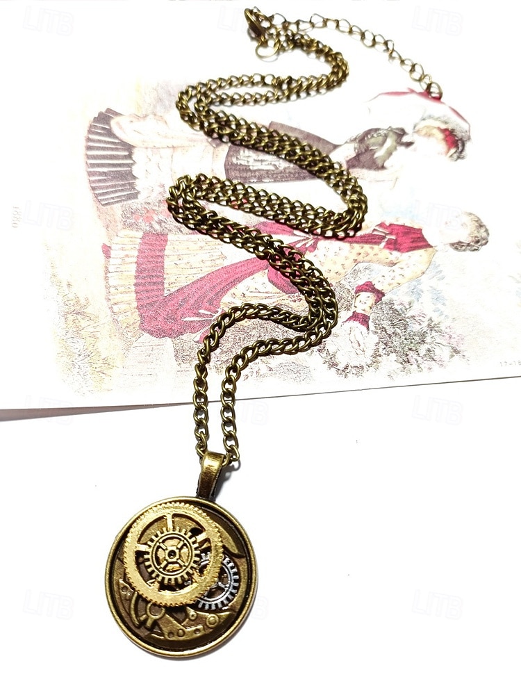 Männern Steampunk Zahnrad Anhänger Halskette - Legierungs-Metallkostümschmuck in Gold- und Silber-Tönen - perfekt für Karneval Maskerade und Halloween 2026 - $9.99 –P6