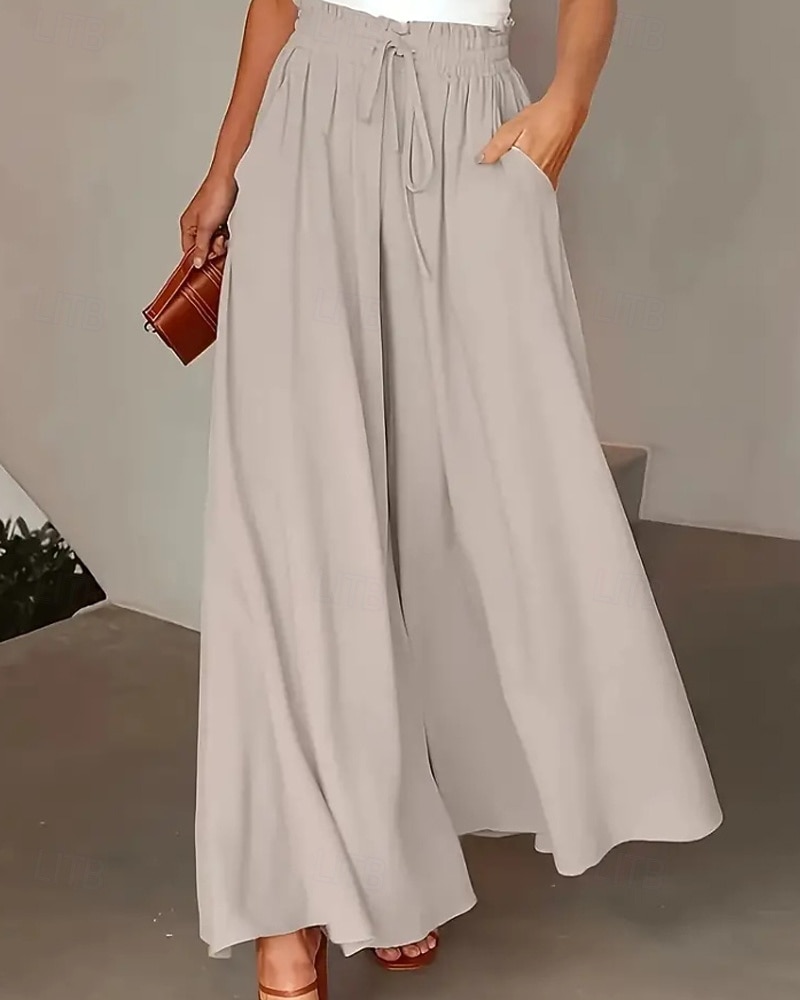 Damen Weites Bein Chinos Hosen Hose Urlaub Streetwear Lässig Lang Mittlere Taillenlinie Tupfen Tasche Elastischer Bund Bequem Unelastisch Täglich Outdoor Urlaub Hellgrau Dunkelgrau Schwarz Rot Sommer 2026 - $22.99 –P4