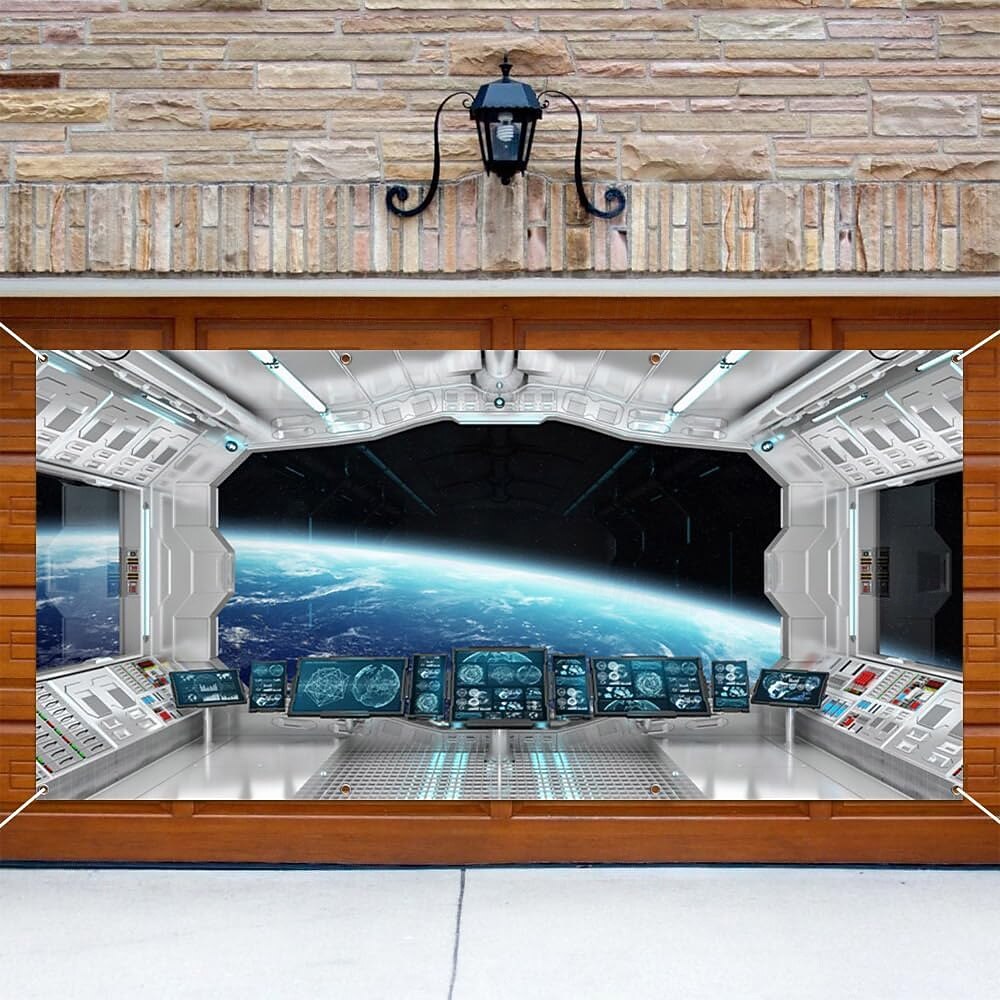 Garageportkåpa Stor hängande Universum Modern 3D Fest Utomhus Bakgrundsfotografering Ytterdörr Heminredning 2026 - $29.99 –P1