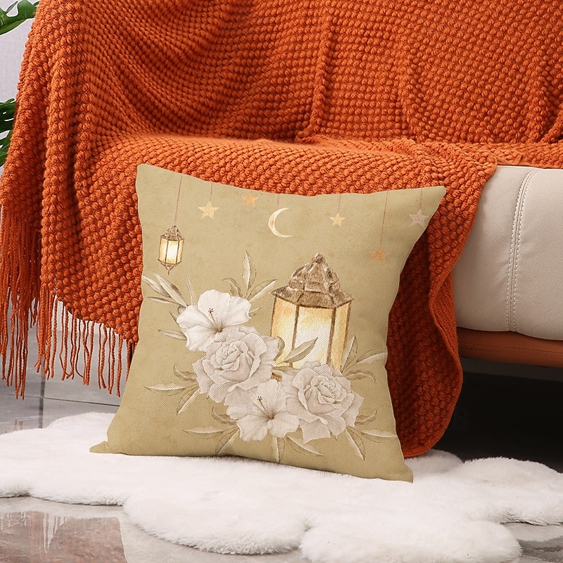 Ramadan eid díszpárnahuzat, hold &olajlámpás nyomat, légáteresztő kanapépárna, fesztivál lakberendezés nappaliba és imaszobába, ünnepi kiegészítő párna 2026 - $20.64 –P5