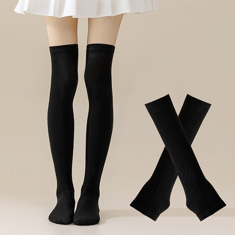 גרבי יום פטריק הקדוש לנשים &סט מחממי ידיים, 4 חלקים ירוק &גרביים שחורות מפוספסות עד הברך עם כפפות תואמות ללא אצבעות, אביזרי תחפושת מהנים לפסטיבל אירי לנשים &בני נוער, מושלם עבור 2026 - $18.99 –P7