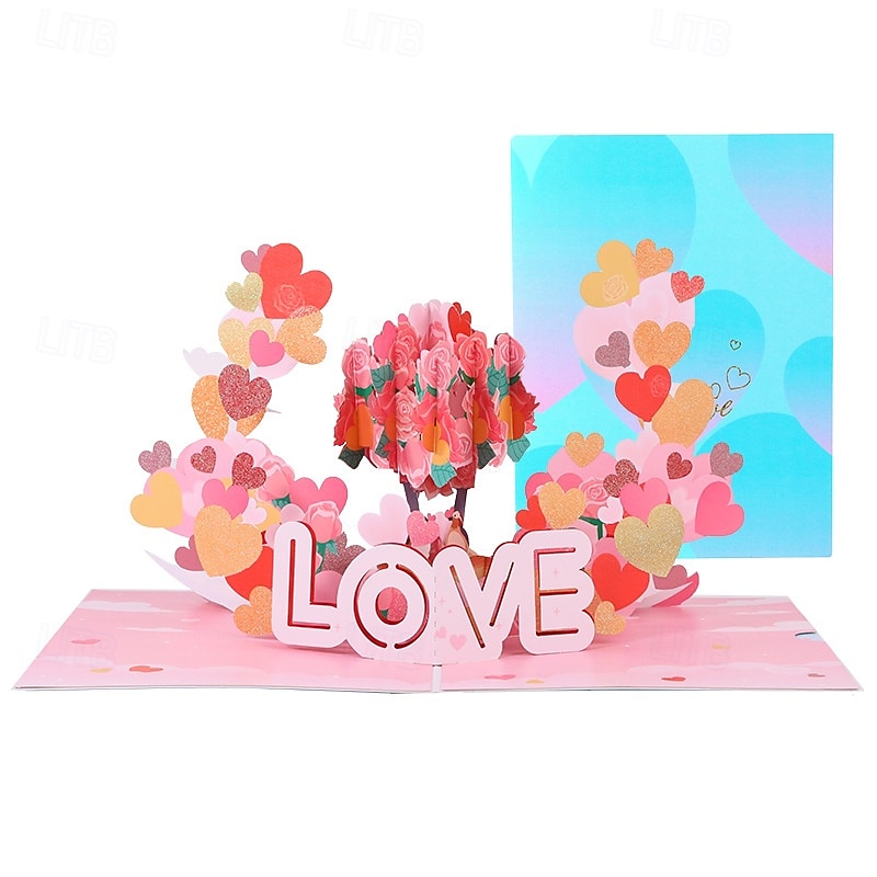 Tarjeta 3D en Forma de Corazón Pop Up Regalos Rosados Compromisos Esposa Novio Esposo Novia 1 Tarjeta 1 Sobre 2026 - $17.99 –P6
