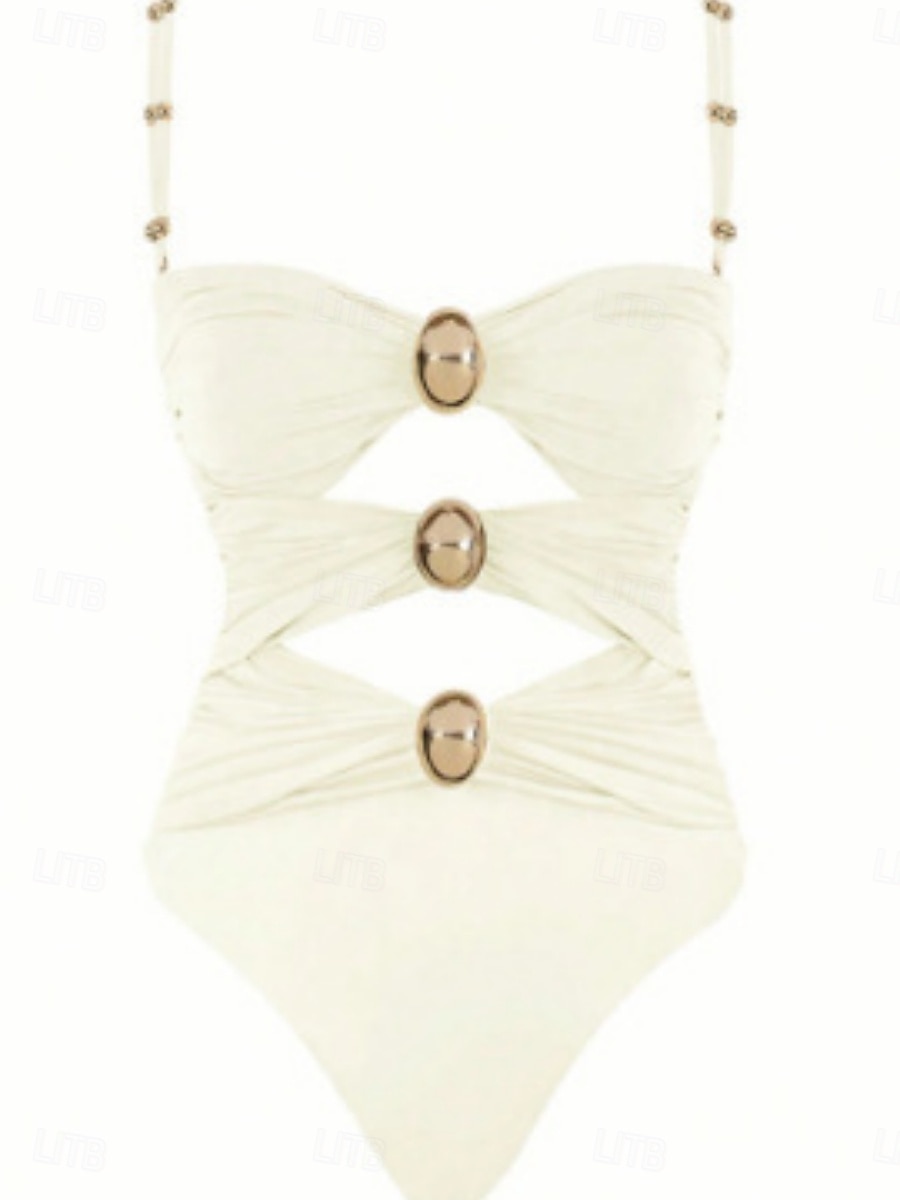 Costume da bagno intero da donna arricciato sexy con ritagli supporto monokini controllo della pancia vita alta slim senza schienale abbigliamento da spiaggia per le vacanze blocco di colore del 2026 a $28.99 –P2