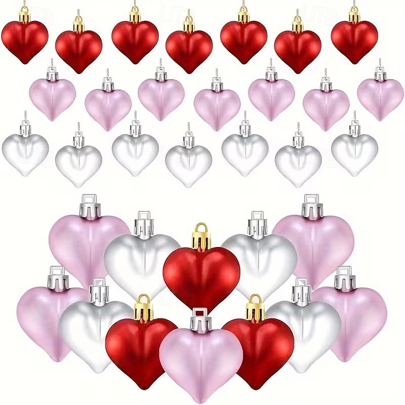 24 Pack Valentine's Day Heart Ornaments, Red and Gold Shiny & Matte Finish, Hanging Heart Decorations for Anniversary, Mother's Day, Christmas Tree Decor 2026 - $15.99 –P9