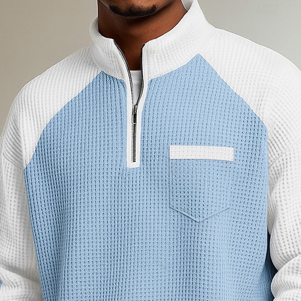 Hombre Camisetas polo con diseño de gofre Polo Casual Formal Cuello con banda Manga Larga Moda Color sólido Con Texturas Bloque de Color Botones Otoño Primavera & Otoño Otoño invierno Ajuste regular 2026 - $18.99 –P2