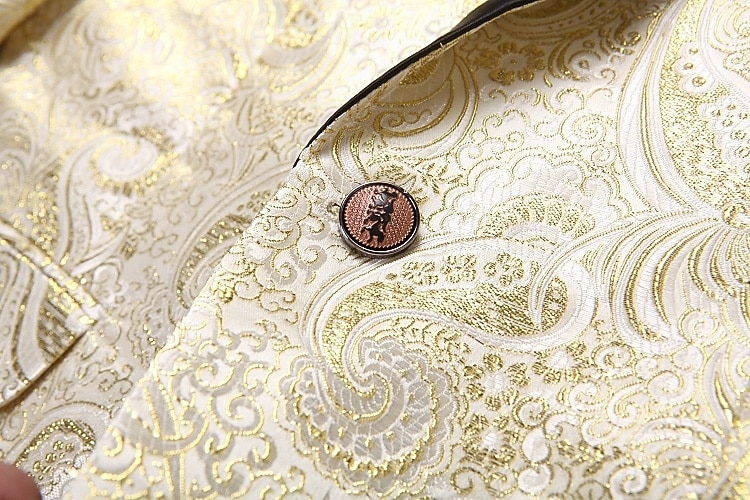 Men's Blazer Jacket Shawl Collar Fashion Party Luxury Paisley Jacquard Blazer Red Beige Tailored Fit Single Breasted One-button 2026 - $117.99 –P12