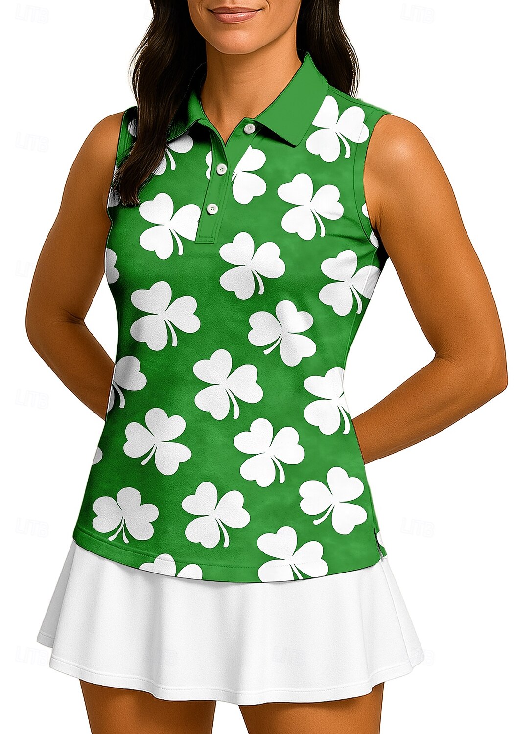 St. Patrick Women's Clover Sport Shirt Golf Polo Shirt Tank Top Tennis Shirt Sleeveless Floral Buttons UPF50+ UV Resistant High Elasticity Moisture Wicking Breathable Volleyball Tennis Golf Collar 2026 - $16.49 –P3
