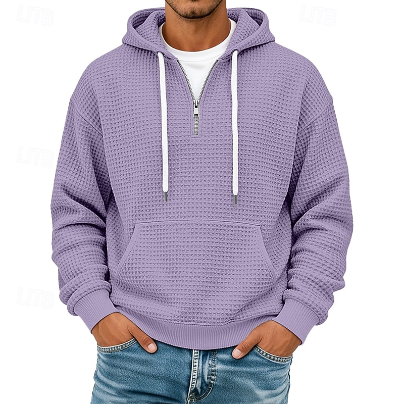 Men's Hoodie Waffle Hoodies Pullover Hoodie Sweatshirt Quarter Zip Hoodie Apricot Wine Red White Light Green Navy Blue Hooded Plain Patchwork Color Block Textured Casual Daily Sports & Outdoor 2026 - $28.99 –P8