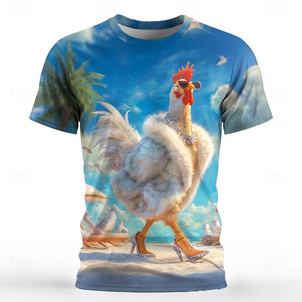 Men's Animal Rooster Funny T Shirt Short Sleeve T shirt 3D Print Crew Neck Shirt Exaggerated Designer Party Holiday Blue 3# Blue 2# Blue 1# Summer Spring Clothing Apparel S M L XL XXL XXXL 2026 - $21.99 –P3