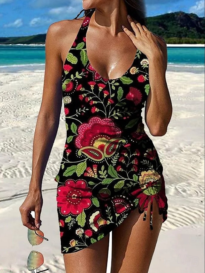 Γυναικεία Μαγιό τανκίνι Φούστα Μαγιό Κομψό Διακοπές Φλοράλ Γραφική Λαιμόκοψη V Αμάνικο Μαγιό 2026 - $36.99 –P1