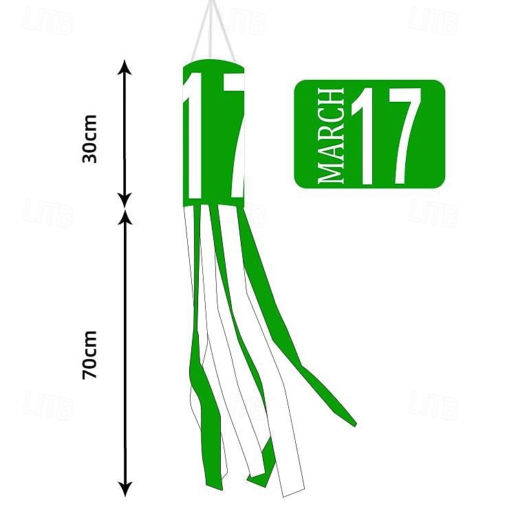 Szent Patrik-napi szélzsák zászló, ír dizájn, Szent Patrik-napi fesztivál dekoráció, színes kültéri szélzsák ünnepi ünneplésre, lóhere &lóhere design. 2026 - $8.99 –P16
