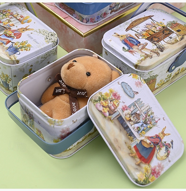 Συσκευασία 6 κουτιών δώρου με δημιουργικά πασχαλινά τενεκεδάκια, κουτιά δώρου με μπισκότα και λαγουδάκι, φορητά κουτιά δώρου με πασχαλινές λιχουδιές, διακοσμητικά μεταλλικά κουτιά δώρου 2026 - $20.99 –P13