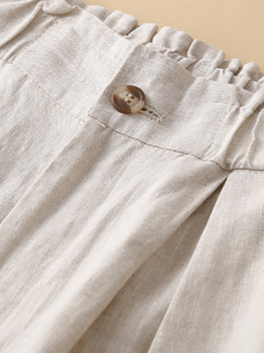 Women's Faux Cotton Linen Shorts Summer Pants Summer Shorts Vacation Basic Casual Knee Length High Waist Plain Pocket Wide Leg Elastic Waistband Comfort Quick Dry Soft Stretchy Beach Holiday Green 2026 - $25.99 –P10