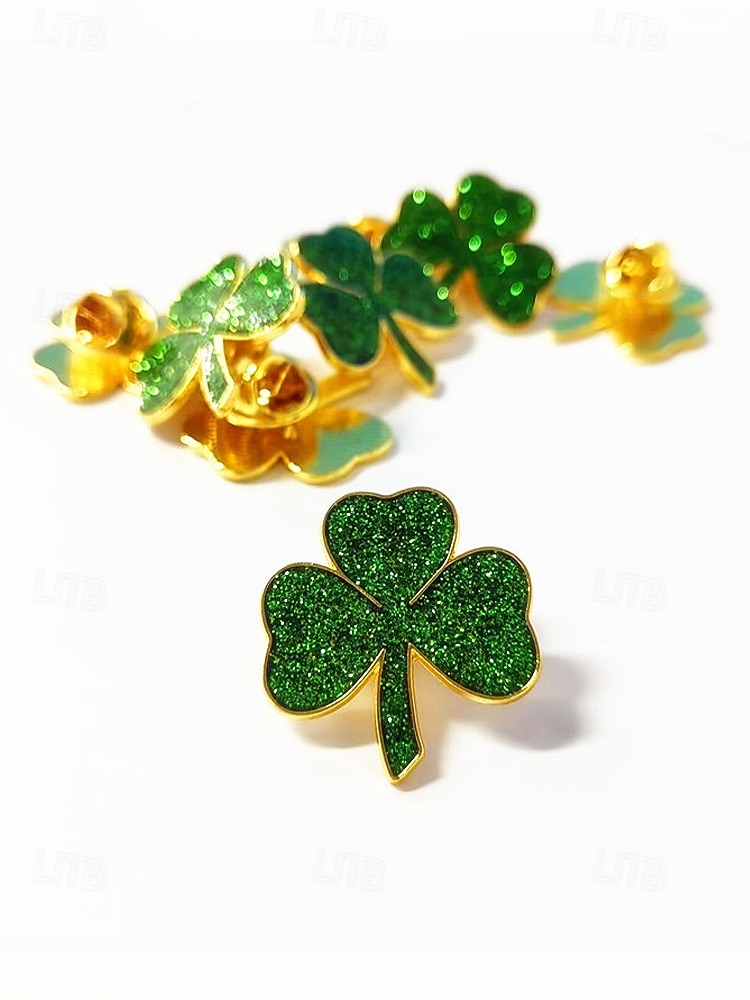 Női Szent Patrik-napi lóhere bross kitűzőkészlet, ötvözet anyagból, 4 darabos lóhere kitűzőkészlet, elegáns és ünnepi ír stílus kalapokhoz, dzsekikhez, táskákhoz, felvonulásokhoz, partikhoz és ünnepi ünnepségekhez 2026 - $11.99 –P8