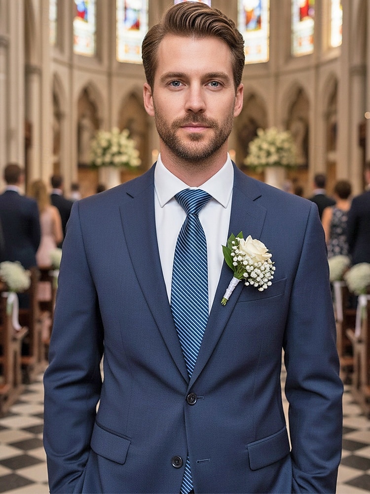 herrslips med dragkedja, färdigknuten slips i polyester med dold dragkedja, klassisk randig affärsmodell, flerfärgade alternativ, för bröllop, kontorskläder och eleganta vardagsevenemang 2026 - $11.99 –P1