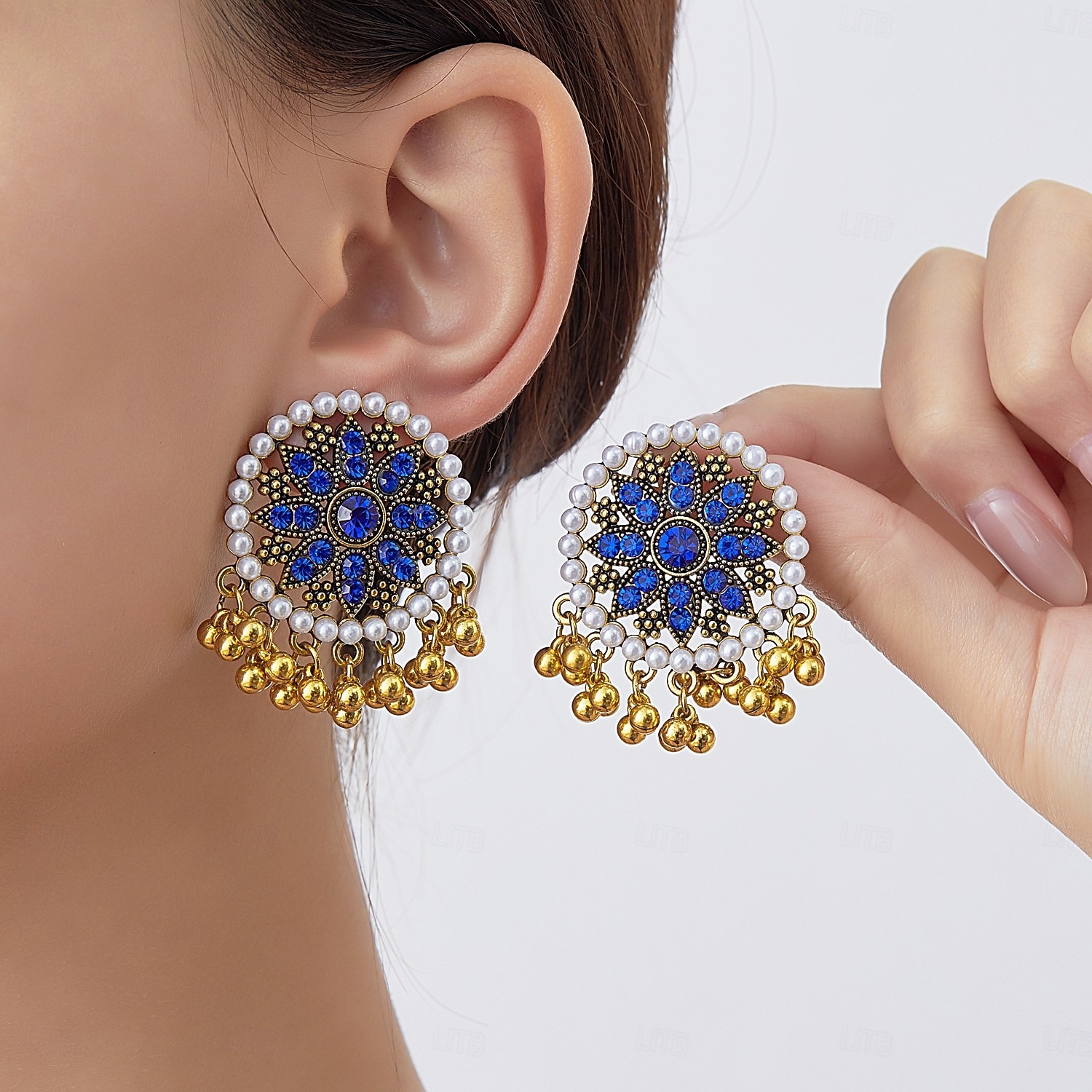 Mujer Pendientes colgantes Azul Piscina Blanco Rojo Diamante Sintético Legierung Vintage Redondo 2026 - $11.99 –P5