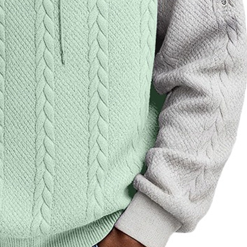 Voor heren Jacquard Trui met capuchon Hoodie met kwartrits Lichtgroen Lichtgrijs Capuchon Effen Lapwerk Kleurenblok Met Textuur Casual Dagelijks Sport & Outdoor Streetwear Stoer Sportkleding Herfst 2026 - $30.99 –P3