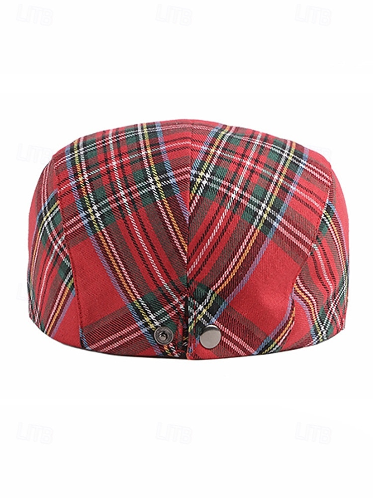 Șapcă plată în carouri pentru bărbați, cu tematică de Ziua Sfântului Patrick, țesătură din amestec de bumbac și poliester, opțiuni multiple de culoare, pălărie de vânzător de ziare casual și vintage pentru parade, petreceri, festivaluri și sărbători 2026 - $14.99 –P8