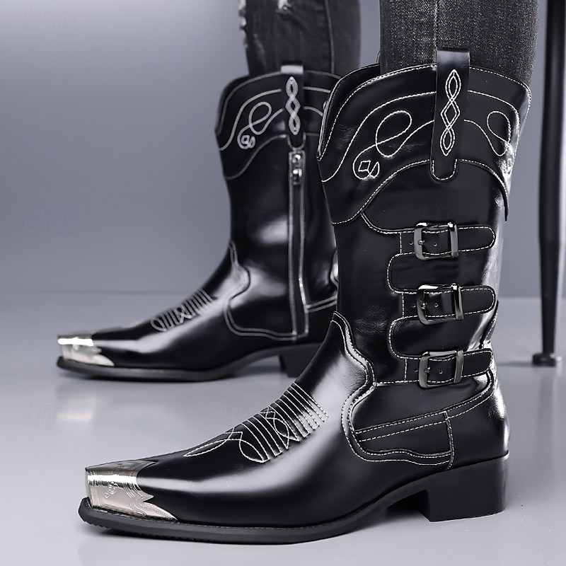 stivali da cowboy da uomo in pelle marrone chiaro – stile western con dettagli eleganti, perfetti per matrimoni in campagna ed eventi informali del 2026 a $64.99 –P1