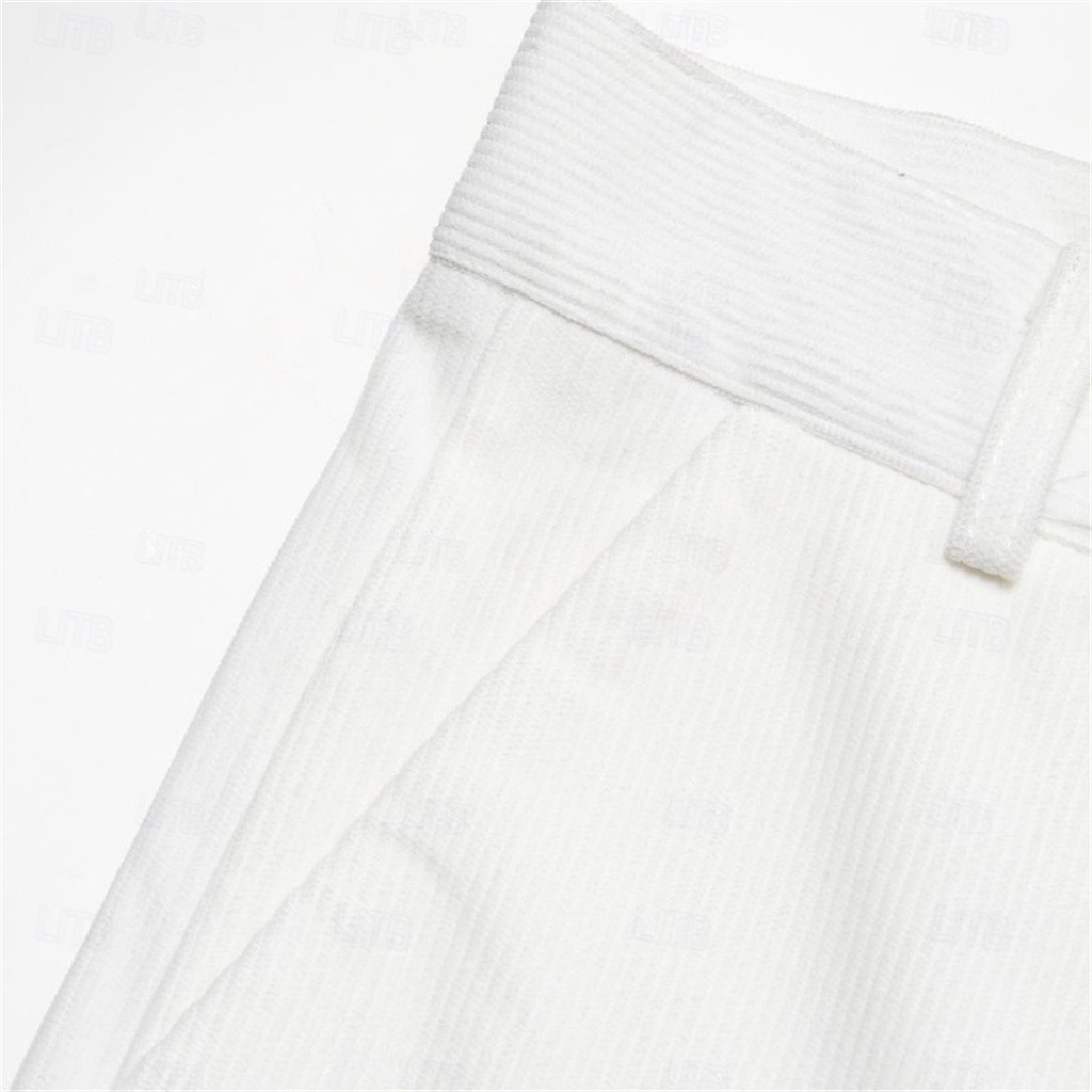 Ανδρικά Παντελόνια Παντελόνι επίσημο Κοτλέ παντελόνι Πάτος καμπάνας Φουντωμένο παντελόνι Τσέπη Σκέτο Άνεση Πλήρες μήκος Καθημερινά Επιχείρηση Αργίες Διακοπές Μοντέρνα Λευκό Καφέ Μικροελαστικό 2026 - $13.49 –P6