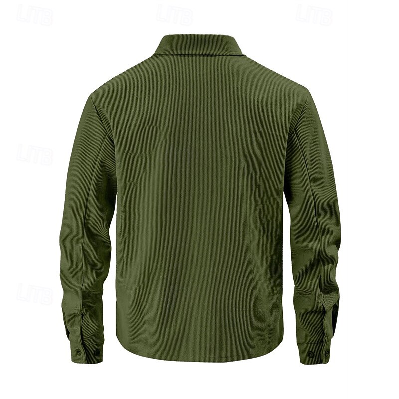Hombre Camisa Camisa casual Camisa de playa Camisa de Pana Abotonar la camisa Negro Marrón Verde Ejército Albaricoque Gris Manga Larga Color sólido Diseño Diario Vacaciones Bolsillo Ropa Moda Casual 2026 - $36.99 –P7