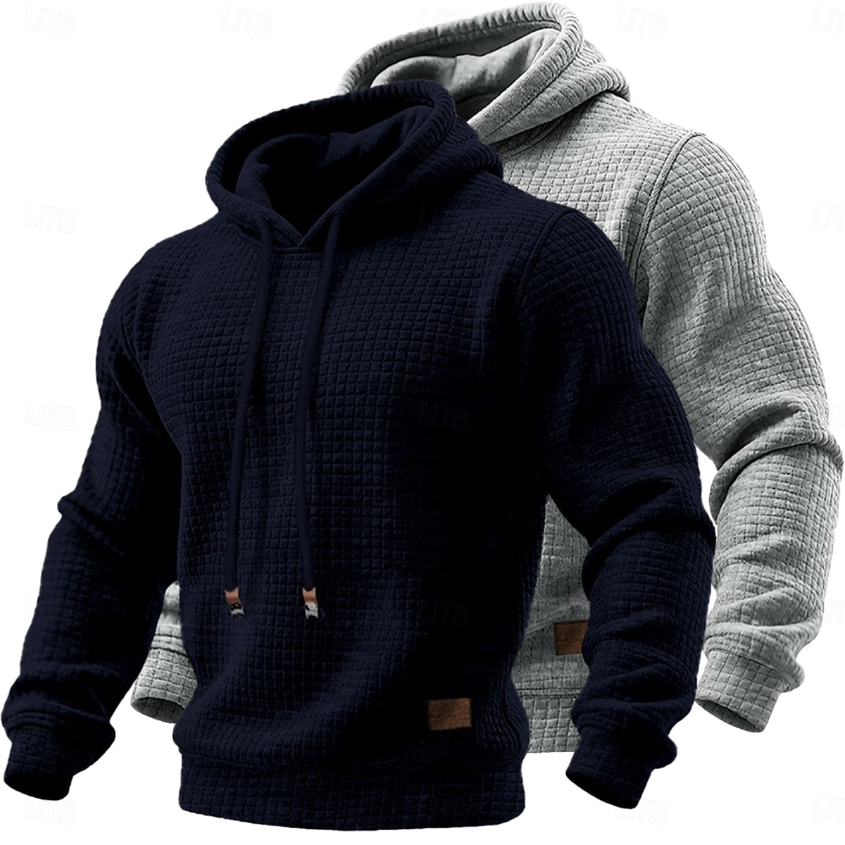 Hombre Sudadera Sudadera con capucha y diseño de gofres Pull-over Blanco+Gris Oscuro Con Capucha Plano Bolsillo canguro Con Texturas Casual Diario Deporte Ropa de calle Fresco Ropa deportiva Otoño 2026 - $34.99 –P8
