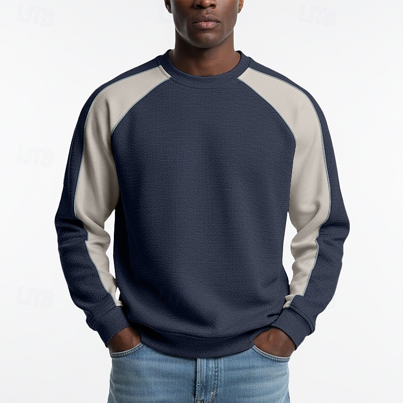 Ανδρικά Πουλόβερ Φούτερ πουλόβερ με κουκούλα και πουλόβερ Βαθυγάλαζο Γκρίζο Μπλε Απαλό Στρογγυλή Ψηλή Λαιμόκοψη Όρθιος γιακάς Σκέτο Κουρελού Μπλοκ χρωμάτων Causal Καθημερινά Αθλήματα & Ύπαιθρος 2026 - $28.99 –P3