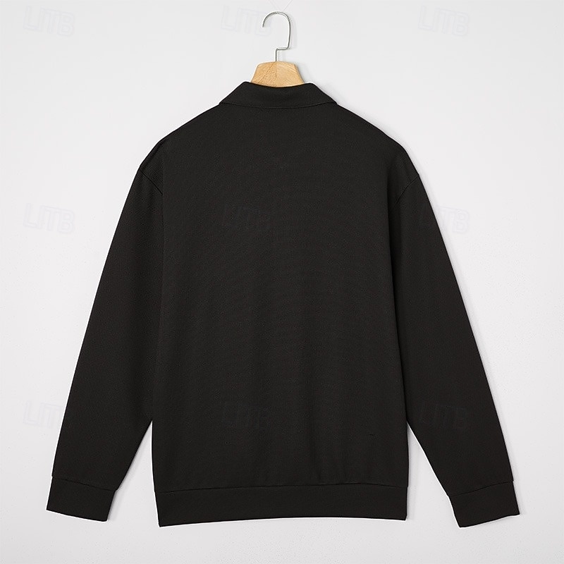 Per uomo Magliette Polo a Nido d'Ape Testurizzato Casuale All'aperto Con cerniera Zip a un quarto Manica Lunga Moda Moderno Tinta unica Testurizzato Lavorato a maglia Primavera & Autunno Tutte le del 2026 a $25.99 –P10