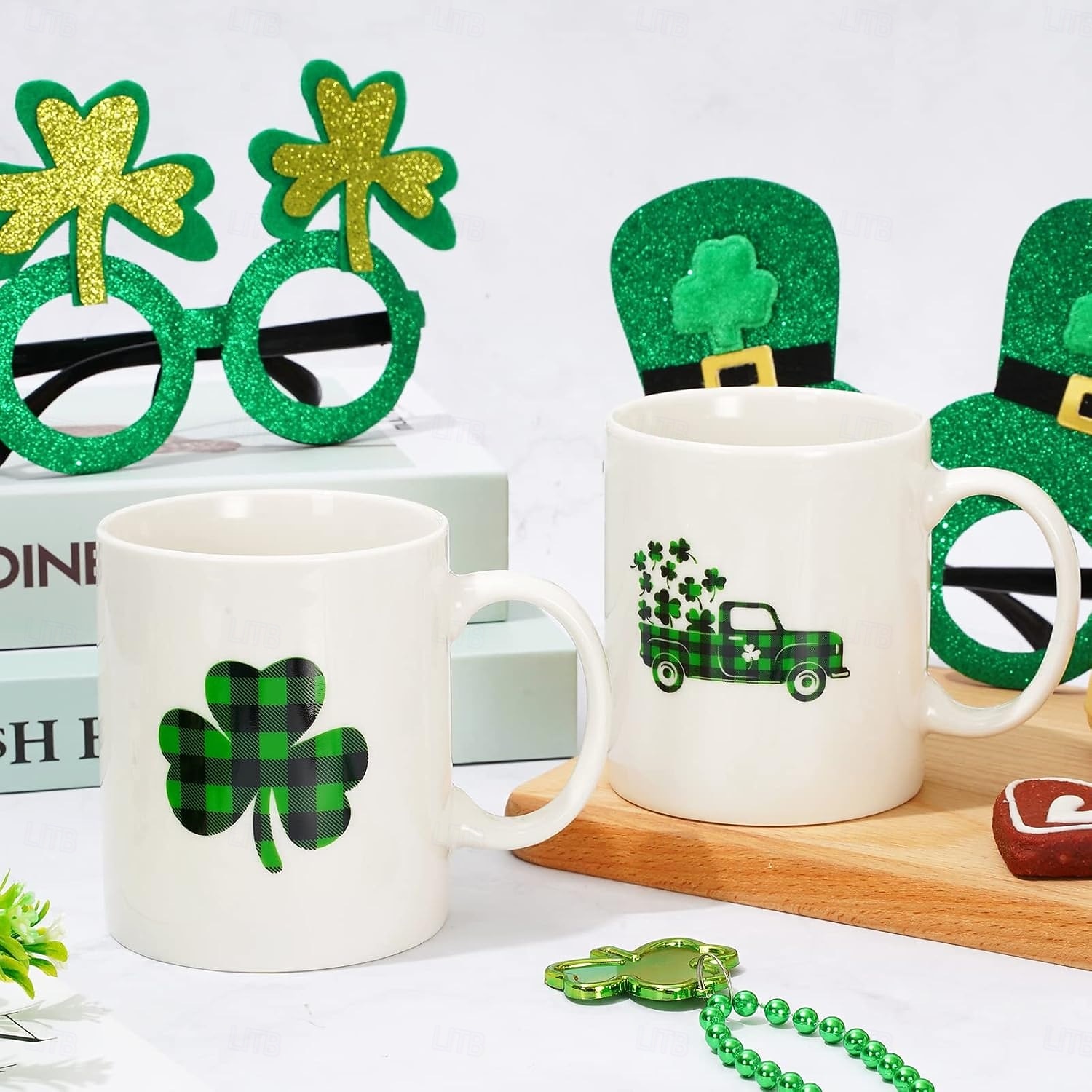 St Patrick's Day Mug 12oz Buffalo Plaid Shamrock Truck Coffee Mug Irish Ceramic Matching Mugs Party Cups for Home School Office Table Centerpieces Housewarming Gift 2026 - $16.99 –P4