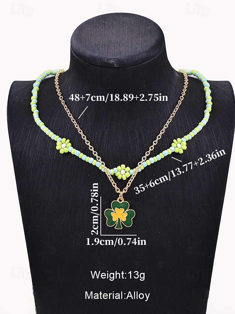 Women's St. Patrick's Day Shamrock Pendant Necklace, Alloy Material Elegant Irish-Inspired Festive Jewelry for Ladies, Perfect for Parades, Parties, Gatherings & Holiday Celebrations 2026 - $9.99 –P6