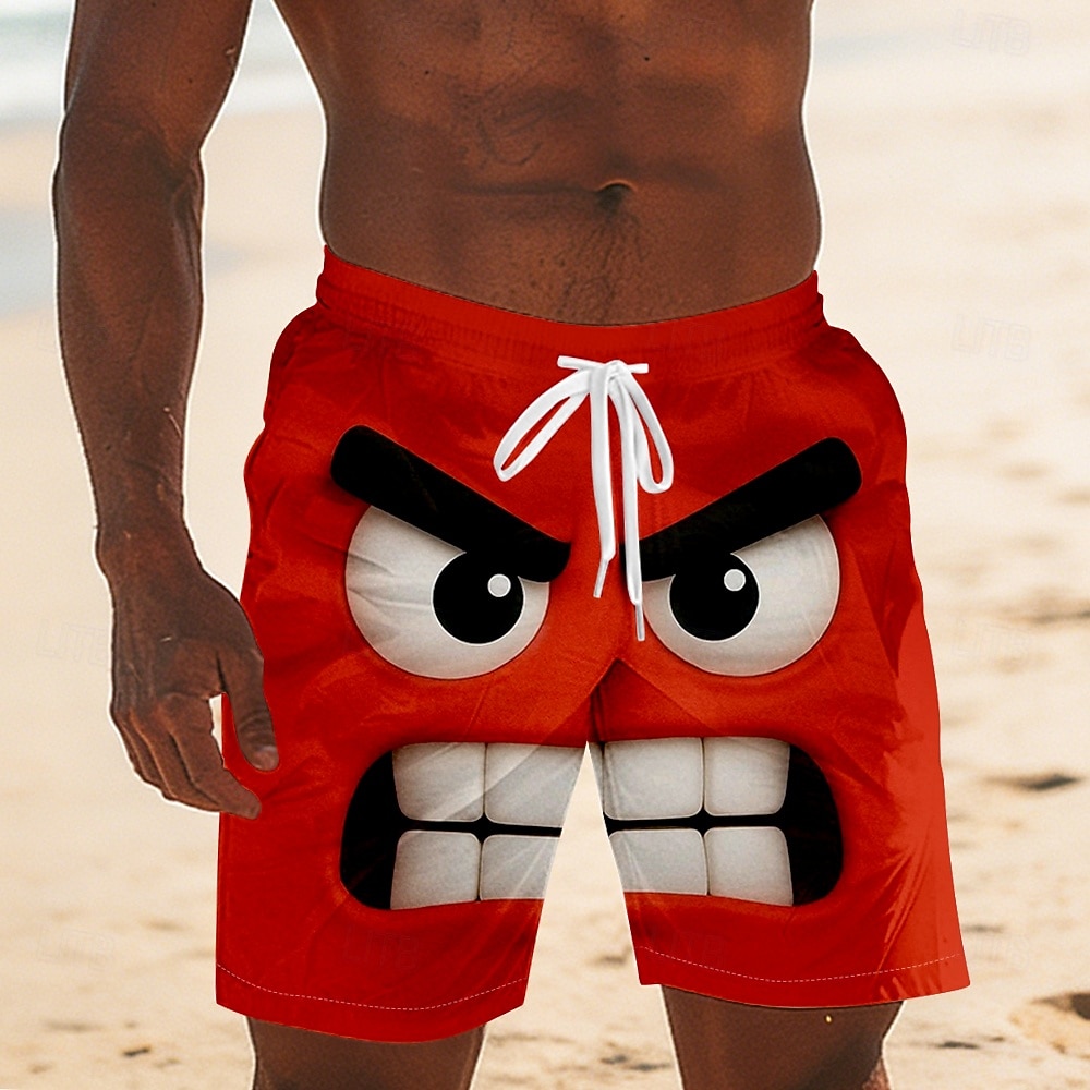 Per uomo Illusione ottica Fantasia "Cartone 3D" Faccia Sorridente Costumi da bagno Pantaloncini da mare Pantaloncini da Surf Misura del girovita medio Divertente Camicia hawaiana Vacanza al Mare del 2026 a $20.99 –P2