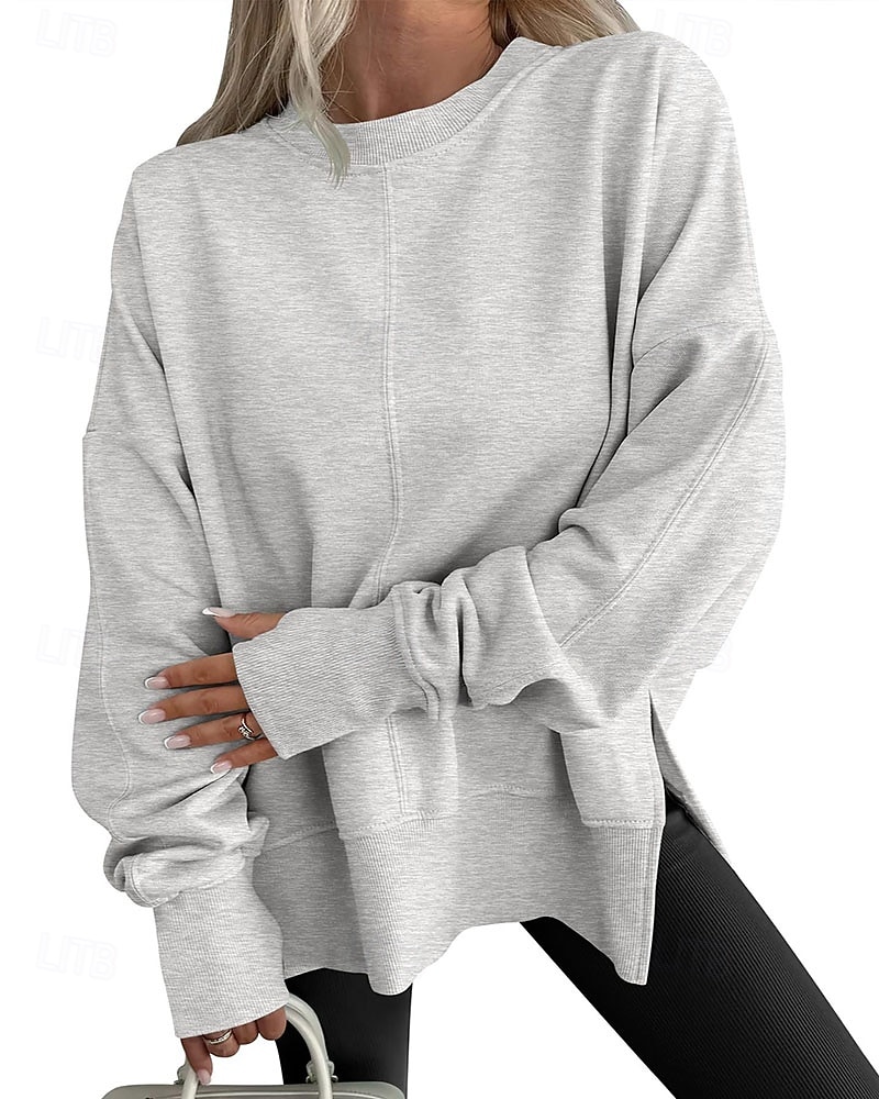 Femmes Sweatshirt Pull Patchwork Uni Occasionnel manche longue Col rond Hauts Réguliers Tenue Quotidienne Fête Sortir Bleu Noir Blanche Vert Grise Printemps Automne Hiver de 2026 ? $36.99 –P6