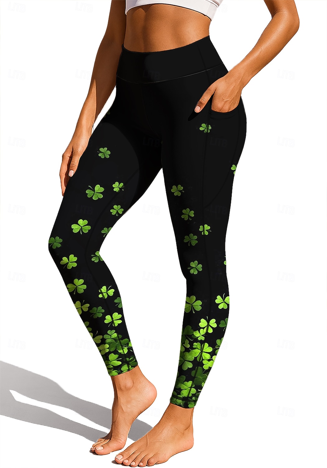 Svatý Patrik Dámské legíny na pilates Fitness kalhoty Legíny Kapsy Kolkovné Boční kapsy Pilates Tělocvična Cvičení v tělocvičně Cyklistické kalhoty Legíny Spodní část oděvu Květiny Listy / Stromy 2026 - $8.99 –P2