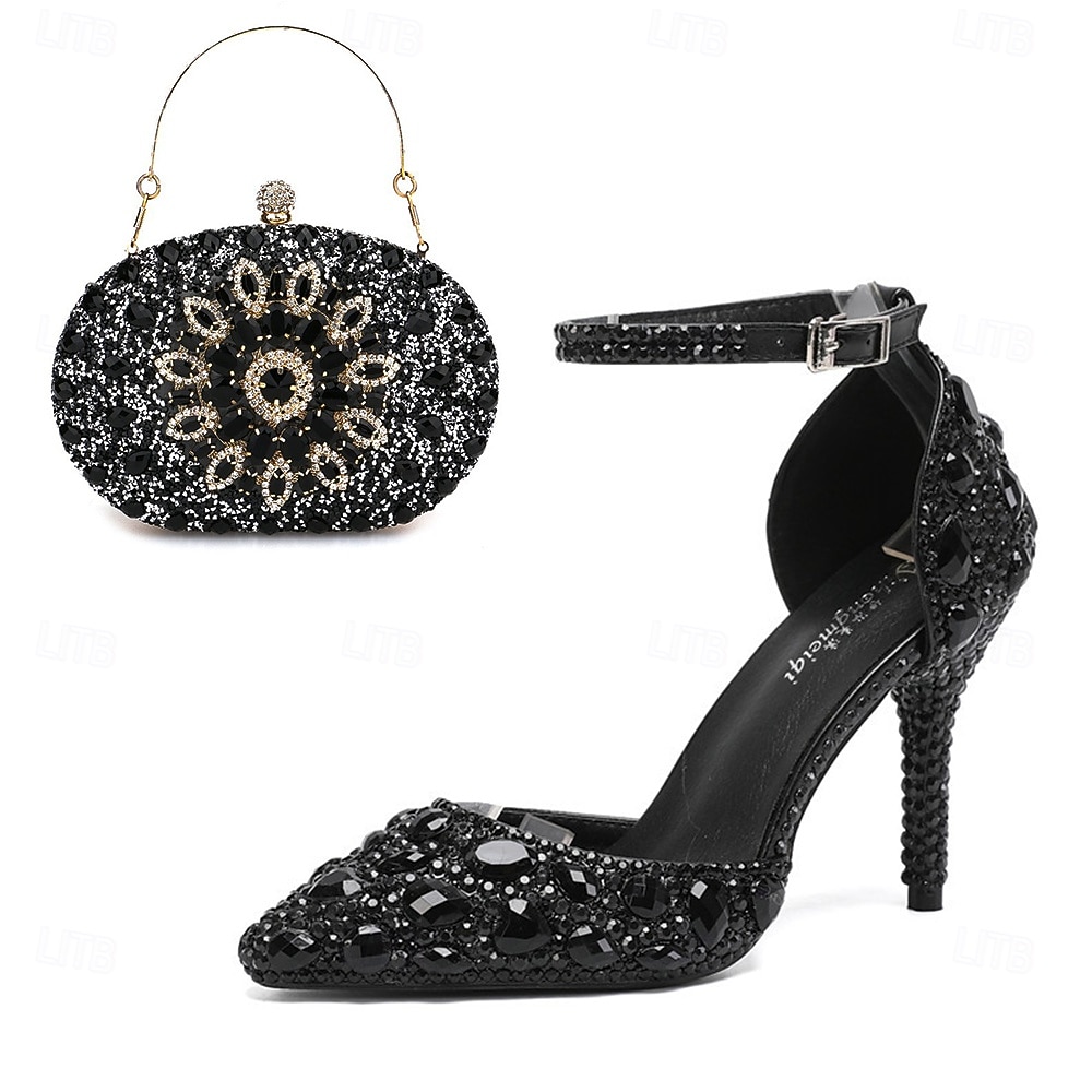 Damen Cocktail Club Party Strass Kristall Schnalle Stiletto Spitze Zehe Mode Niedlich luxuriös PU Schnalle Silber Rot orange Schwarz und Violett 2026 - $99.99 –P15