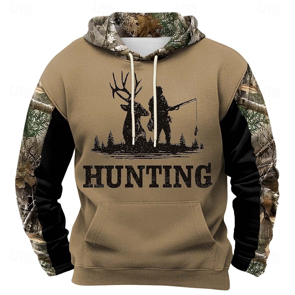 Men's Deer Hoodie Sweatshirt Fashion Classic Crew Neck Outdoor Hunting Black Brown Brown 2 Brown 3 Drawstring Fall Winter Designer S M L XL XXL XXXL 2026 - $30.99 –P3