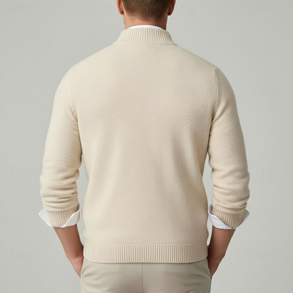 Hochwertiger Herrenpullover aus reiner Wolle und Kaschmir mit Viertelreißverschluss, klassischer Strickpullover, weich, warm und atmungsaktiv. 2026 - $166.99 –P2