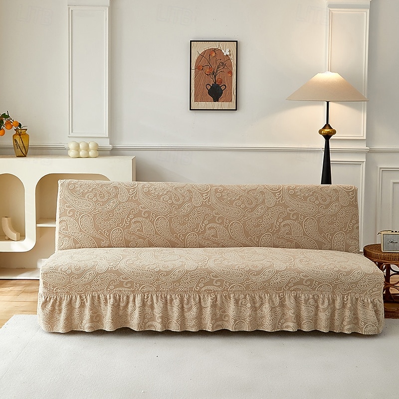 2 eri kokoa hameen helmatyylinen jacquard-kangas käsinojaton vuodesohvan päällinen sohvan uudenvuoden koristepäälliset joustava suoja joustava penkin päällinen 2026 - $97.99 –P1