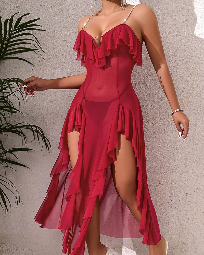 Damskie Odzież domowa Koszula nocna Moda Seksowny Codzienny Czyste kolory Niejednolita całość Siateczka Sukienka Dom Urlop Bez rękawów W serek Czarny Biały Wino Czerwony Lato Wiosna Regularny 2026 - $21.99 –P3