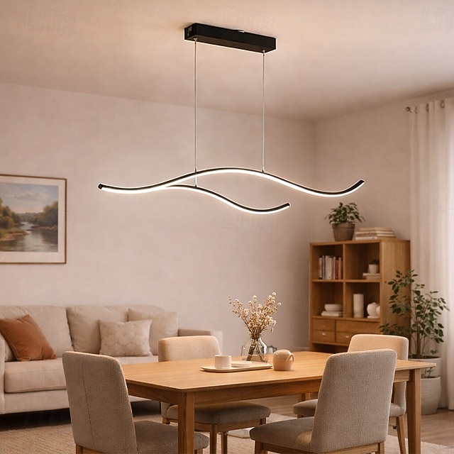 100/120 ס"מ led תליון אור גל עיצוב קו עיצוב זהב שחור מתכת סגנון אומנותי משרד בסגנון מודרני, חנויות גימורים צבועים מסוגננים אומנותי led 110-120v 220-240v 2026 - $328.79 –P8