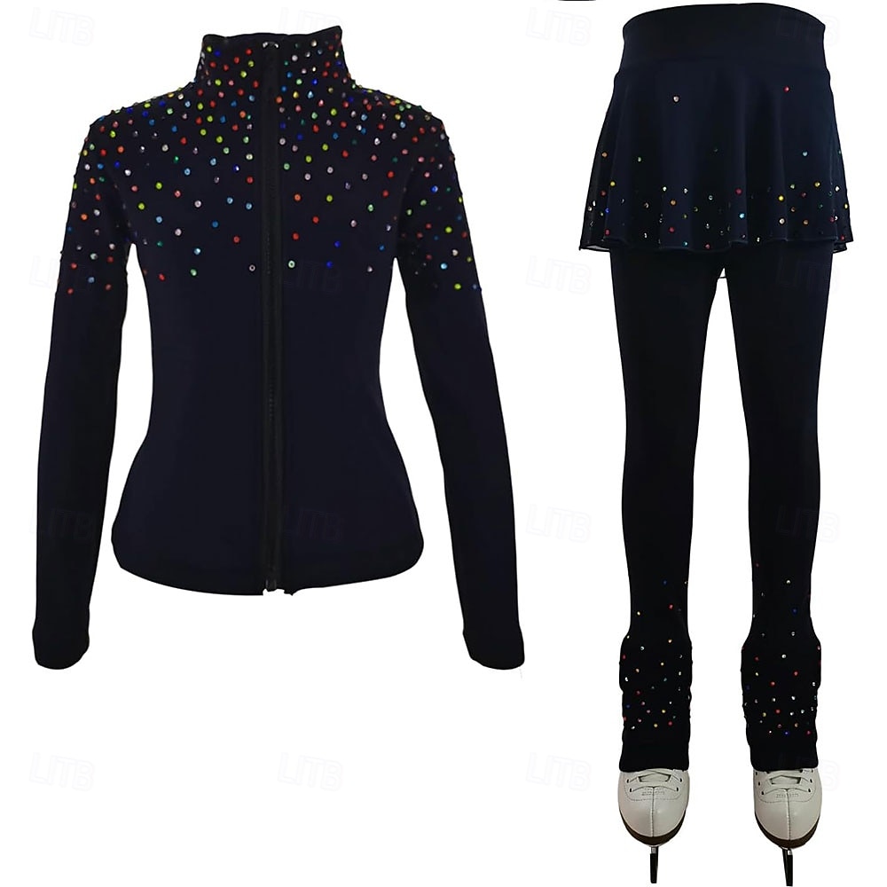 Eiskunstlaufjacke mit Hose, Damen- und Mädchen-Eiskunstlaufbekleidung, blau, dehnbar, Trainings- und Wettkampfbekleidung, wärmend, mit Kristall-/Strasssteinen, langärmlig, Eiskunstlauf 2026 - $182.99 –P8
