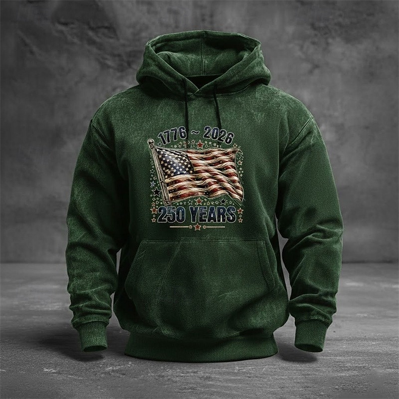 Herren Grafik Amerikanische US-Flagge Kapuzensweatshirt Pullover-Hoodie Bedruckter Hoodie Mode Streetwear Täglich Vintage-Retro Langarm Mit Kapuze Outdoor Streetwear Urlaub Rote Braun Grün Dunkelgray 2026 - $31.99 –P4