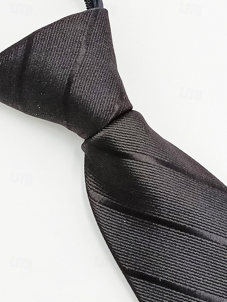 herrslips med dragkedja, färdigknuten slips i polyester med dold dragkedja, klassisk randig affärsmodell, flerfärgade alternativ, för bröllop, kontorskläder och eleganta vardagsevenemang 2026 - $11.99 –P7