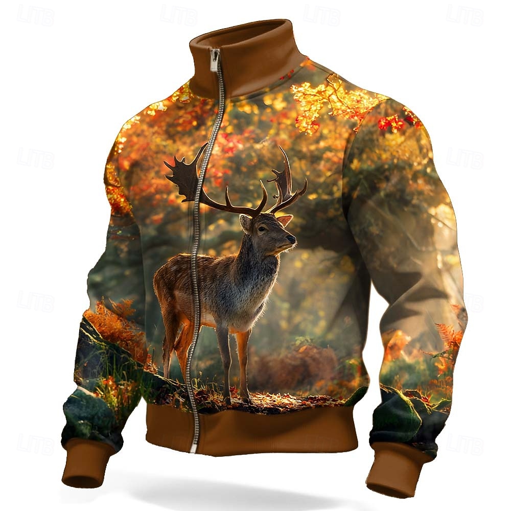 Hombre Venados Chaqueta Sudadera Moda Diario Caza Escote Chino Exterior Ropa de calle Fiesta Marrón Marrón 2 Marrón 4 Marrón 3 Cerrar Primavera Otoño Diseñador S M L XL XXL XXXL 2026 - $30.99 –P1