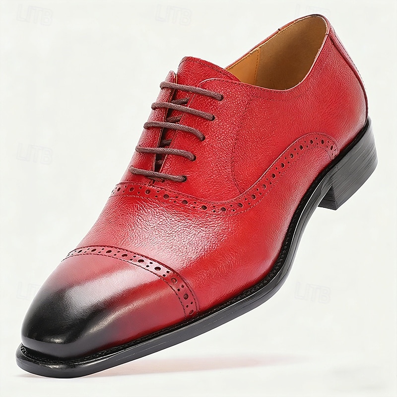 Per uomo Classico Casual Matrimonio Pelle Pelle Pieno Fiore Italiana Antiscivolo Allacciatura Nero Giallo Rosso Primavera Tutte le stagioni del 2026 a $94.99 –P3