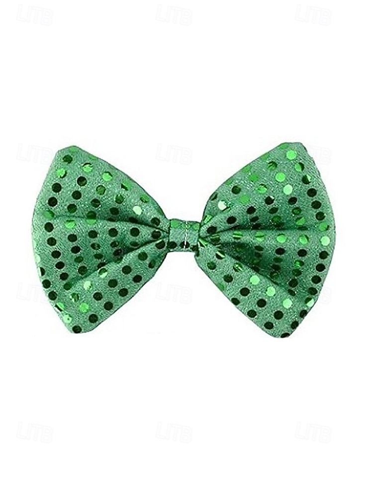 2026年 男性用の聖パトリックの日のスパンコール蝶ネクタイ、シャムロックと祝祭の模様が入った緑のポリエステル生地、アイルランドのパーティー、パレード、バー、休日のお祝いに最適な調節可能なドレス用蝶ネクタイ  コレクション – $7.99 –P9