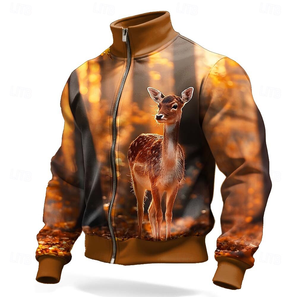 Hombre Venados Chaqueta Sudadera Moda Diario Caza Escote Chino Exterior Ropa de calle Fiesta Marrón Marrón 2 Marrón 4 Marrón 3 Cerrar Primavera Otoño Diseñador S M L XL XXL XXXL 2026 - $30.99 –P2