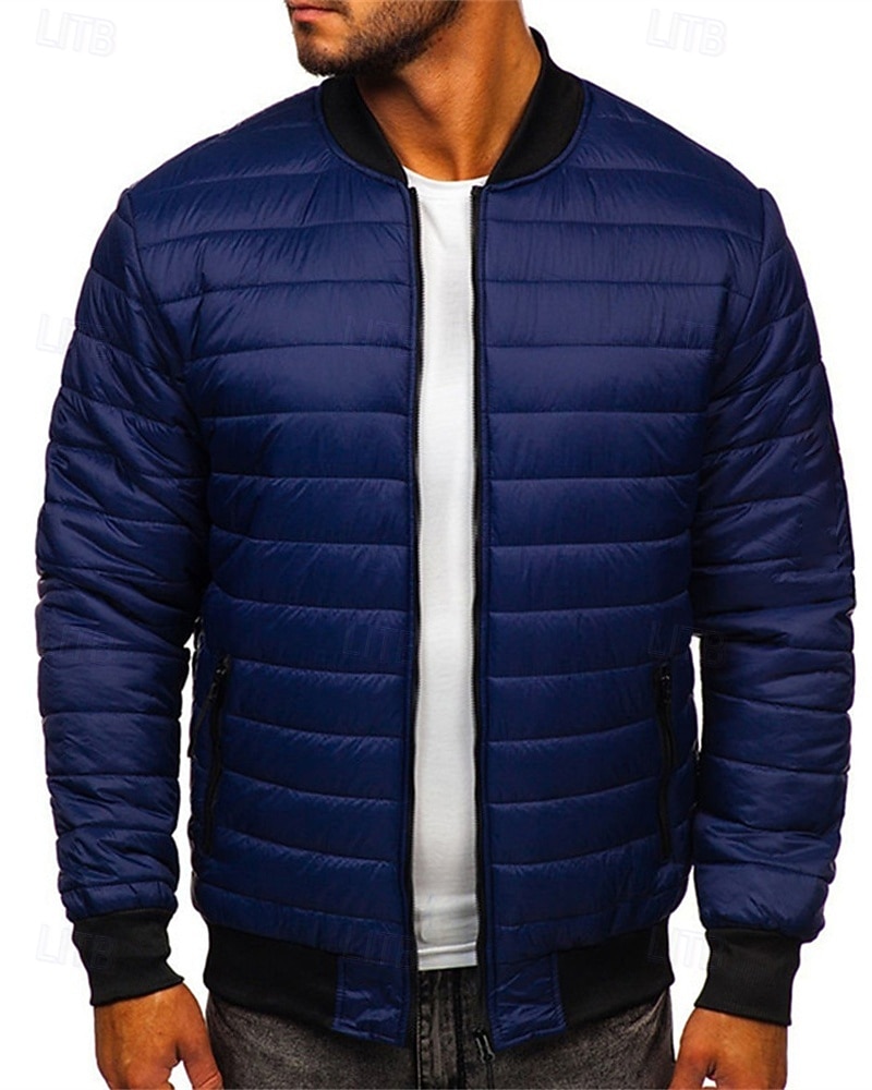 Per uomo Cappotto Invernale Giacca imbottita Tasca Poliestere Vacanza Abbigliamento quotidiano Data Regolare Moda Casual Confortevole Calore Termico Autunno & Inverno Colore Solido / Tinta Unita Nero del 2026 a $30.99 –P11